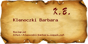Klenoczki Barbara névjegykártya
